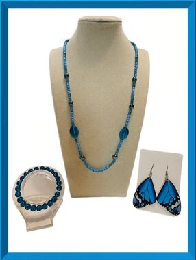 Aquamarine Blue Glass Bead Jewelry Set